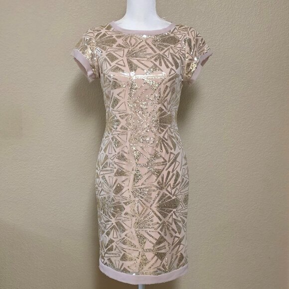 Vince Camuto Sequin Short Sleeve Shift Dress - Picture 2 of 16